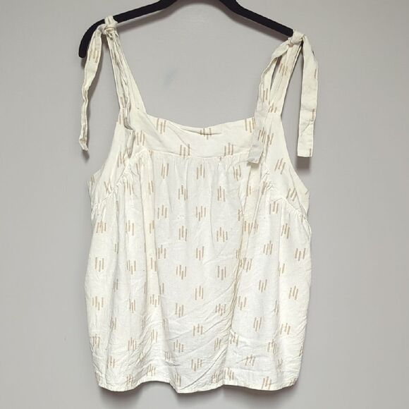 Sonoma White Relaxed Sleeveless Tank Top with Tie Front - Picture 1 of 4